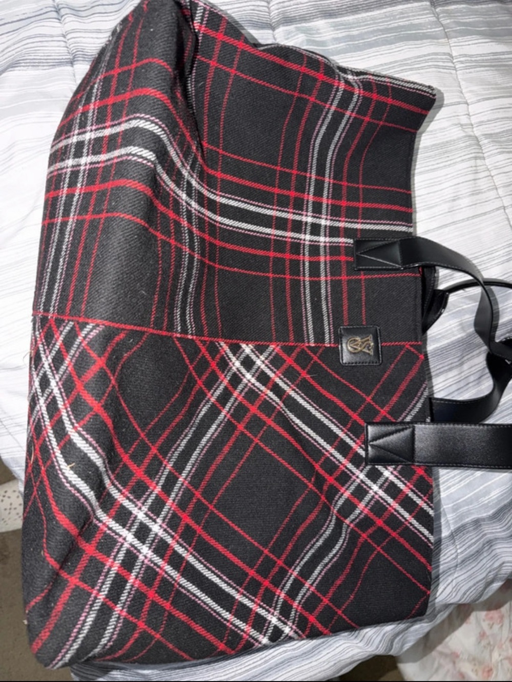 Victoria's Secret Black, Red & White Plaid Tote